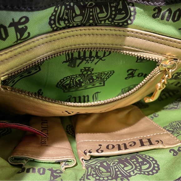 Vintage JUICY Couture Terry Lime Green Yellow Fringe Tassel Bag - Picture 9 of 14